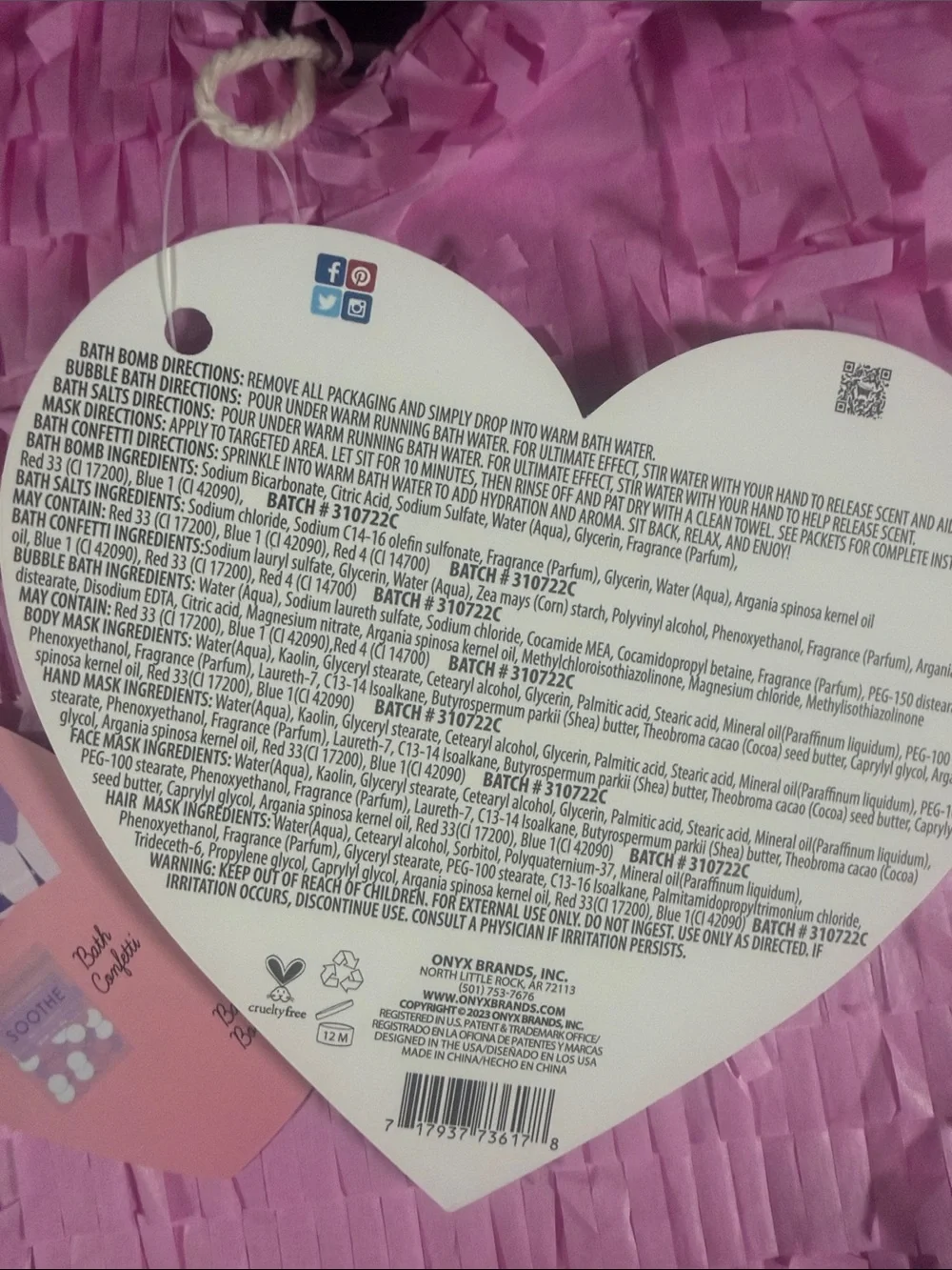 Onyx Bathhouse My Forever Galentine Surprise Bath Piñata Set NWT 13 Pc